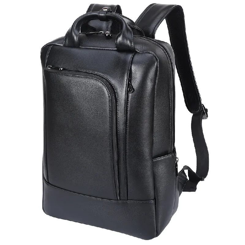 Designer satchels for women with premium leather and polished hardware for sophistication -Black Leather Work & Travel Backpack