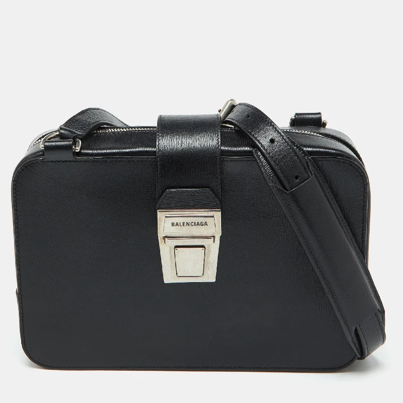 Versatile satchels for men with convertible straps for both shoulder and crossbody wear -Balenciaga Black Leather Tuck-Lock Shoulder Bag