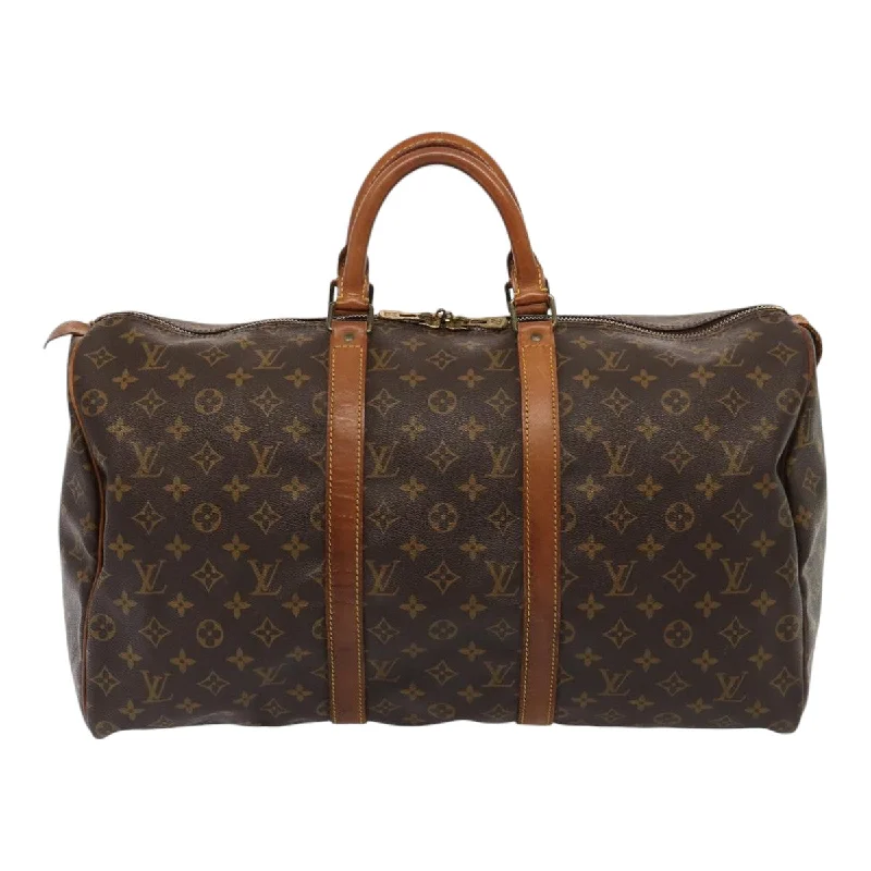 Fashionable satchels for women with bold prints and patterns for artistic flair -Louis Vuitton Keepall 50  Canvas Travel Bag (Pre-Owned)