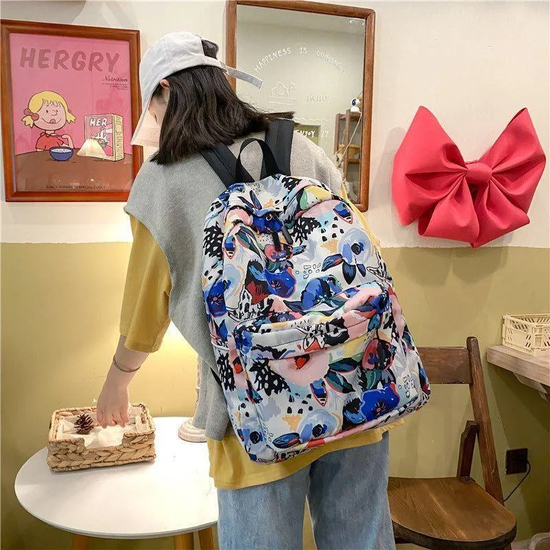 Rugged backpack for off-road motorcycle trips -Graffiti Flowers College Fashion Cool Backpacks JN57 Schoolbag