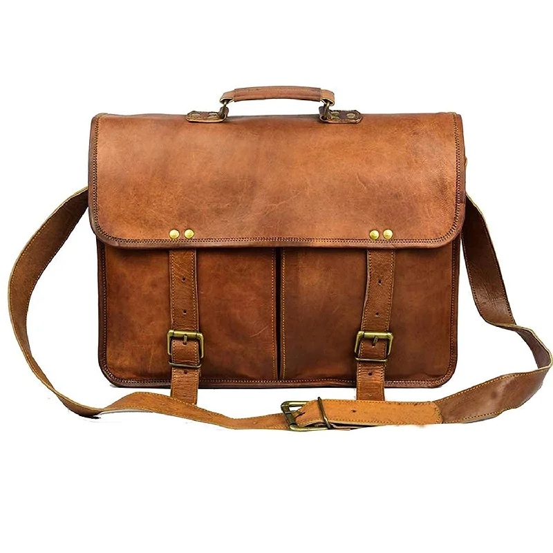 Classic satchel bags for men with simple lines and timeless designs -Twin Pocket Laptop Leather Bag