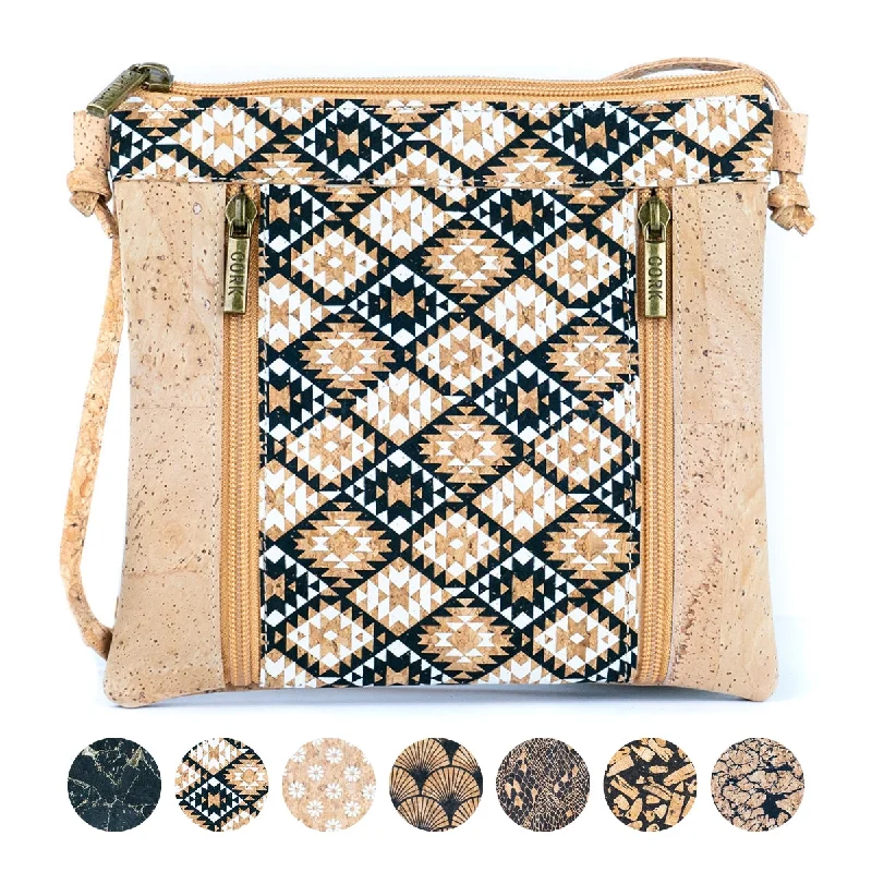 Large crossbody bags with laptop sleeve inside -Cork Crossbody Bag with Unique Patterns  BAGP-287