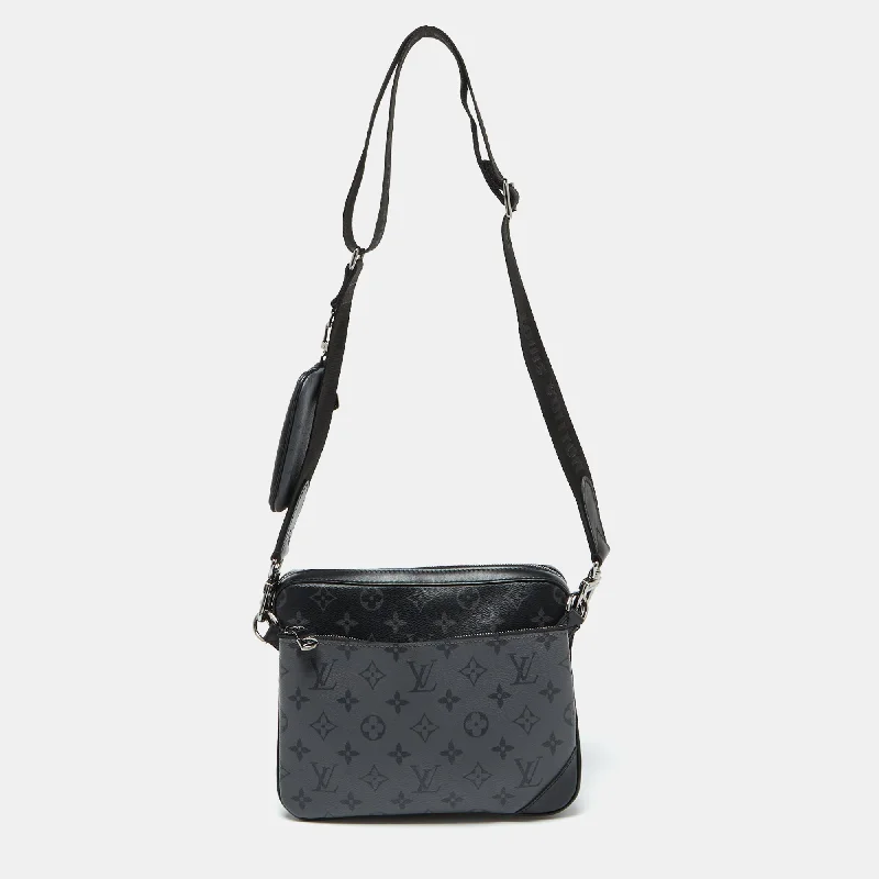 Leather satchels for women with bold stitching and metal accents for a modern touch -Louis Vuitton Monogram Eclipse Reverse Canvas Trio Messenger Bag