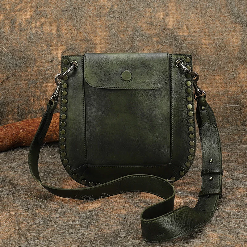 Soft crossbody bags with plush interior lining -Ladies Green Leather Shoulder Bag Side Bags For Women