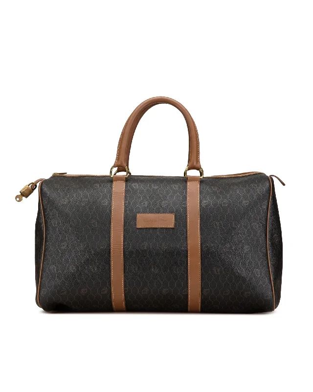 Honeycomb Coated Canvas Travel Bag with Leather Trim and Rolled Handles