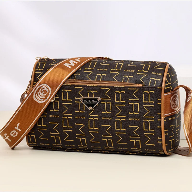 Luxury satchel handbags for women with designer logos for high-end appeal -Brown MR Print Mira Sling Bag