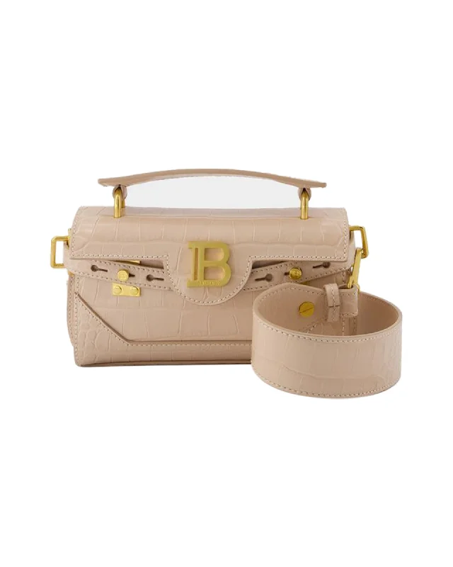 Vintage-inspired crossbody bags with brass accents -B-Buzz 19 Crossbody - Balmain - Leather - Beige