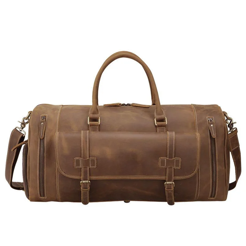 Classic leather satchels for women with a timeless and versatile design -Large Duffel Leather Bag