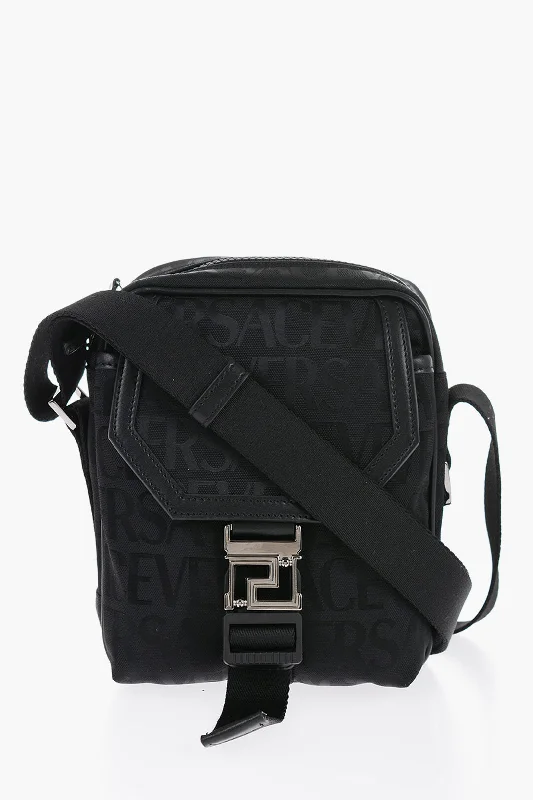 Stylish leather crossbody bags for daily urban use -Versace Logoed Messenger Bag With Greca Buckle