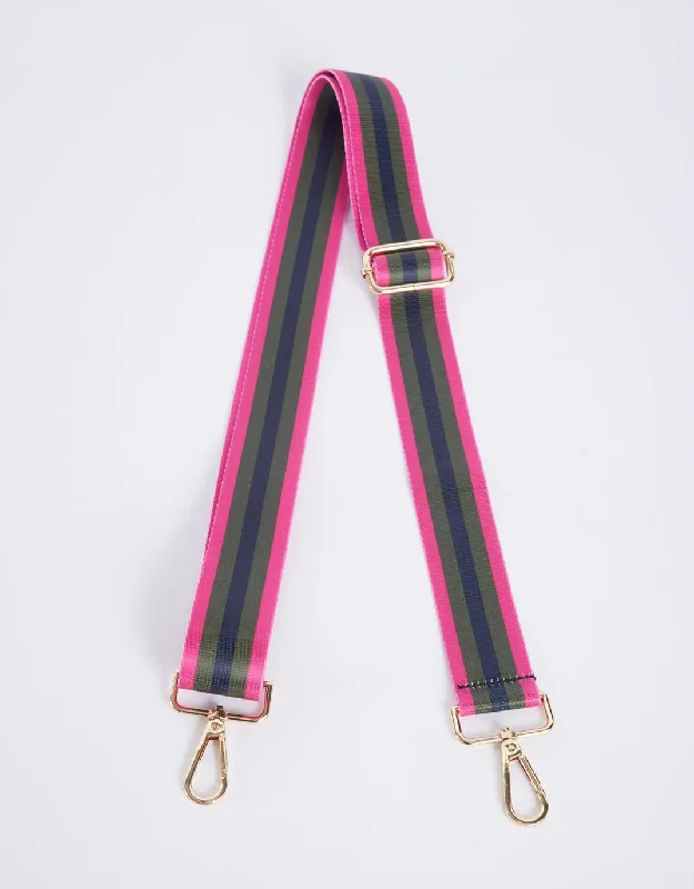 Bag Strap - Khaki/Hot Pink Stripe