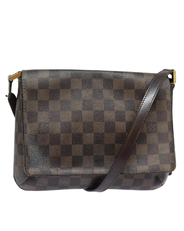 Damier Ebene Musette Tango Shoulder Bag Authentic Luxury Handbag