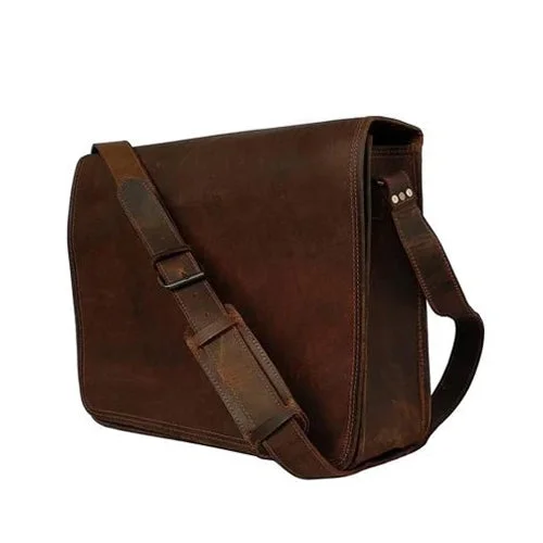 Vintage-inspired satchels for men with brass buckles and leather finishes for timeless appeal -Grain Leather Messenger Bag