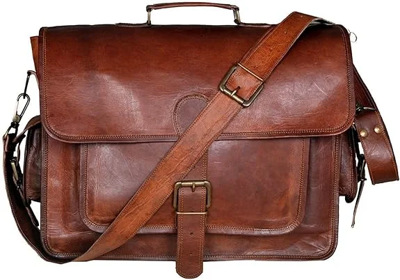 Satchel bags for women with versatile designs for day-to-night wear -Retro Buffalo Hunter Leather 16-Inch Laptop Messenger Bag: The Classic Office and College Briefcase (Brown)