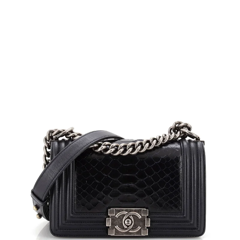 Sleek nylon crossbody bags for sporty vibes -Boy Flap Bag Python Small