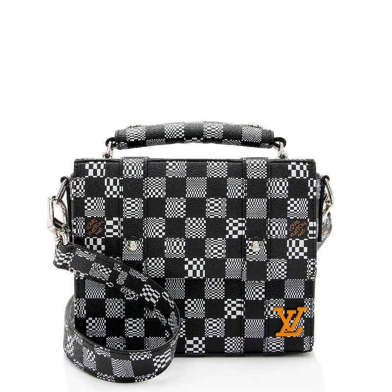 Eco-friendly satchels for women with sustainable materials for ethical fashion -Louis Vuitton Limited Edition Damier Distorted Flap Soft Trunk Messenger