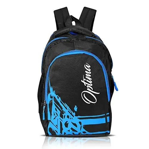 Adjustable strap backpack for custom fit comfort -OPTIMA Water Resistant Slim Backpack for Men and Women Fits 13 Inch Laptop and Notebook (Black and Blue)