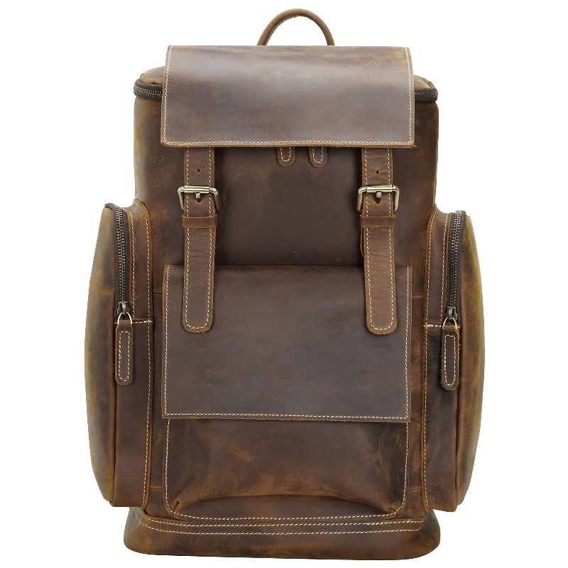 Vintage leather satchels for men with a worn-in look for retro charm -Leather Backpack for Men for 15.6" Laptop