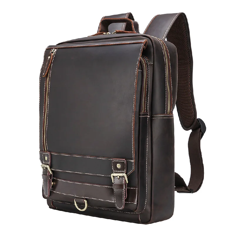 High-end satchels for women with detachable straps for a customizable look -Leather Dark Brown Backpack