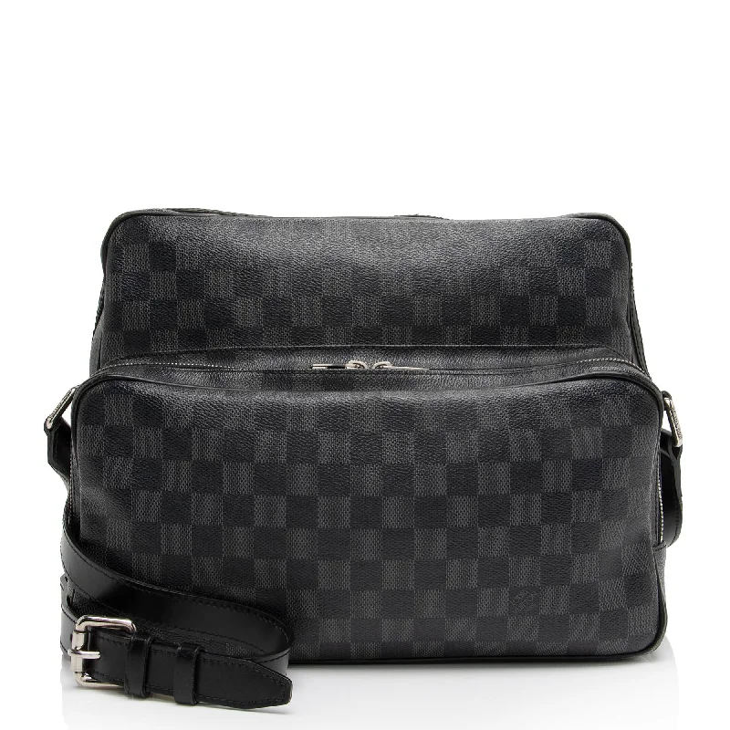 Compact satchels for women with zippered pockets for secure storage -Louis Vuitton Damier Graphite Sac Leoh Messenger