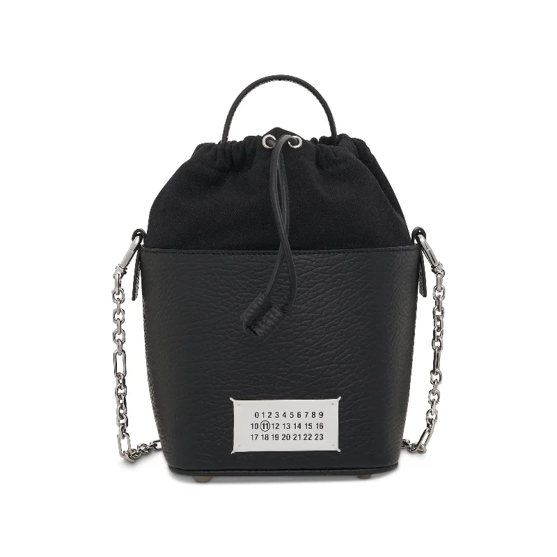 Fashionable leather backpack for weekend getaway chic -Small 5AC Bucket Bag in Black