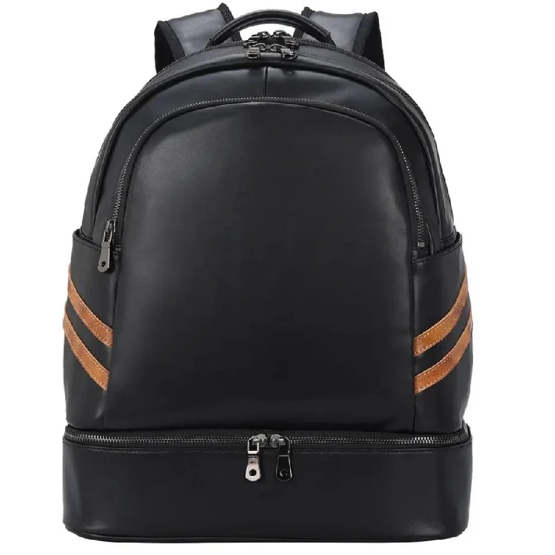 Stylish satchels for women with bold colors and statement designs -Black Genuine Leather Travel Backpack Waterproof