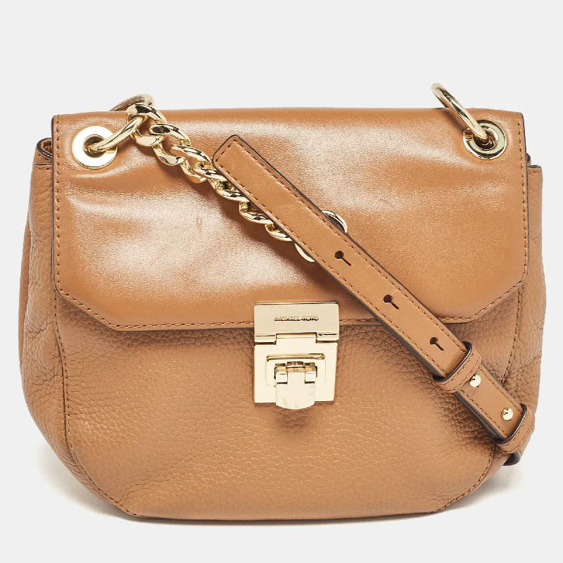 Vintage sling crossbody bags for nostalgic charm -Michael Kors Brown Leather Cecelia Crossbody Bag