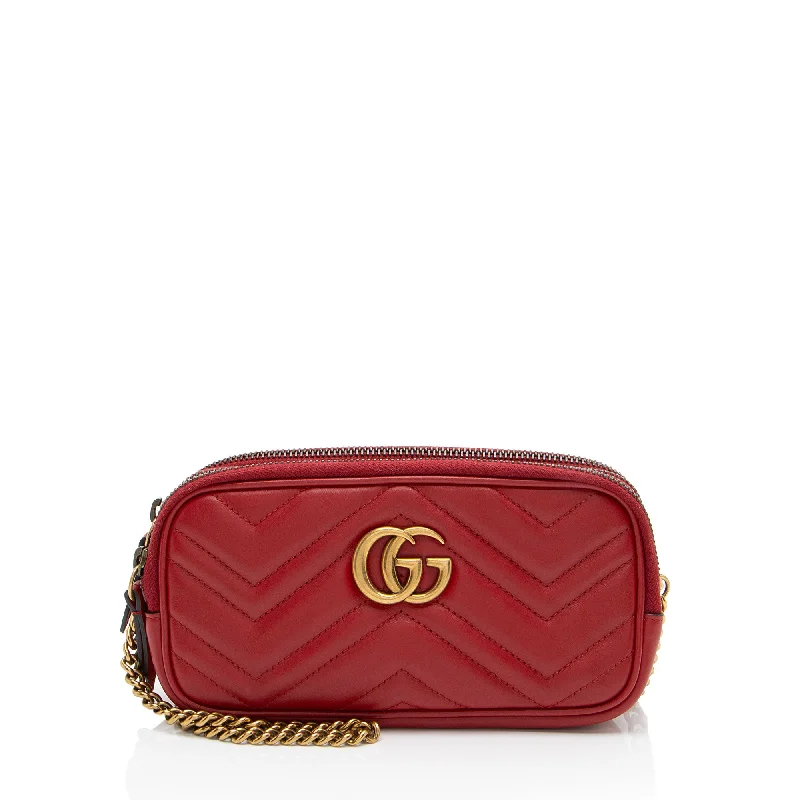 Designer leather crossbody bags for upscale flair -Gucci Matelasse Leather GG Marmont Triple-Zip Mini Bag