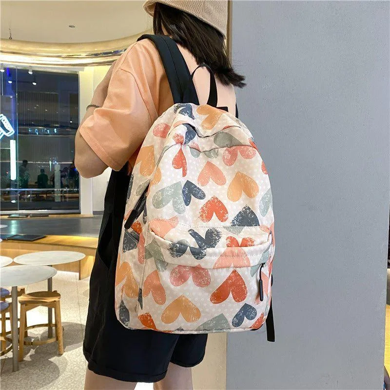 Adjustable padded backpack for growing teen needs -Graffiti Hearts College Fashion Cool Backpacks JN55 For Teenage Schoolbag