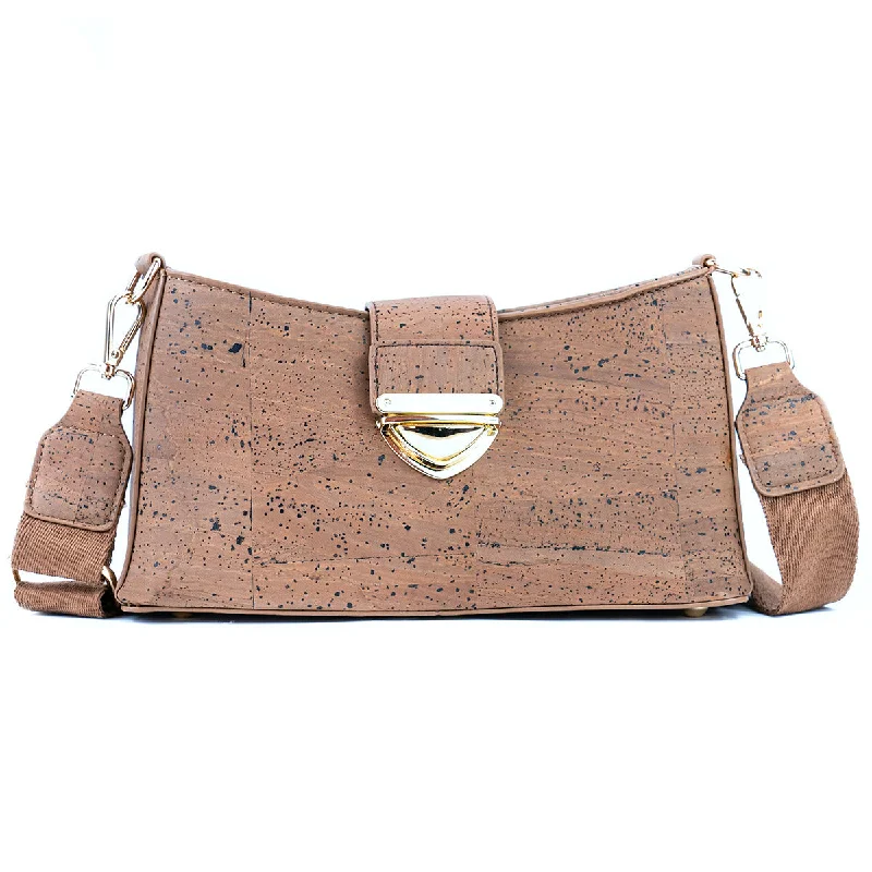 Affordable crossbody bags for budget-conscious fashion lovers -Chic Cork Crossbody Bag with Gold Clasp and Cotton Strap for Women BAG-2320