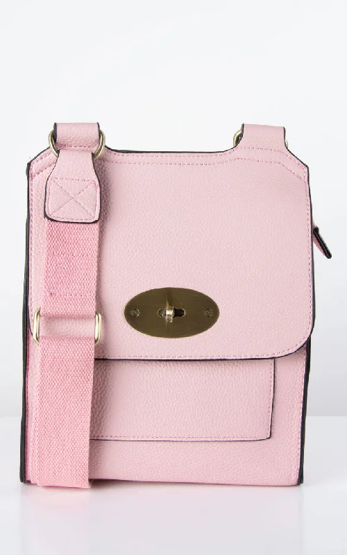 Practical leather satchels for women with wide openings for easy access -Messenger Bag | Pale Pink