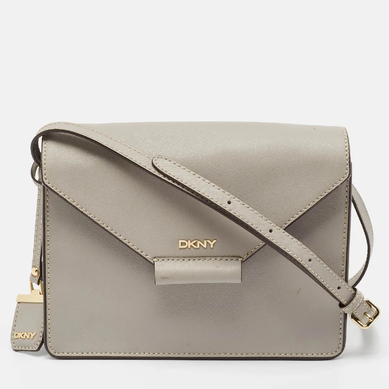 Lightweight crossbody bags for hands-free travel convenience -Dkny Grey Leather Bryant Park Edge Flap Crossbody Bag