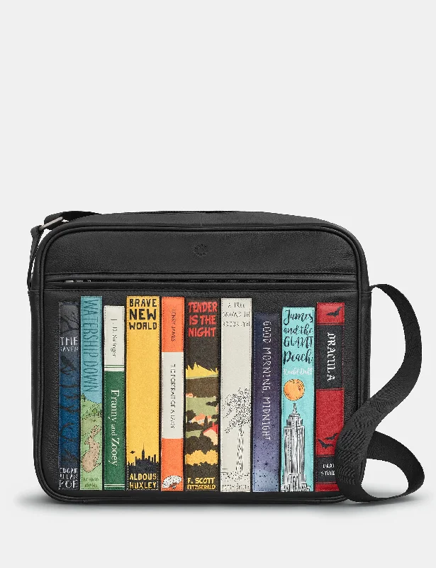 Fashionable satchel bags for men with sleek, minimalist designs for modern elegance -Bookworm Black Leather Messenger Bag