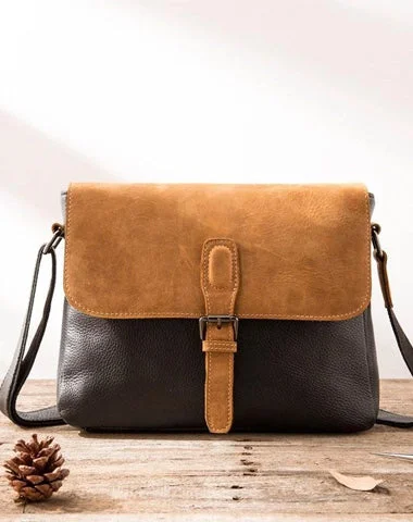 Practical satchels for men with ample space for work and leisure essentials -Handmade Cool Leather Mens Small Messengers Bag Shoulder Bags for Men