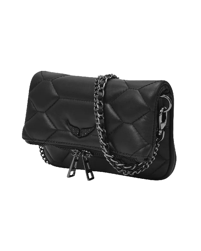 Sleek nylon crossbody bags for sporty vibes -Rock Nano XL Bag in Black Lamb Leather