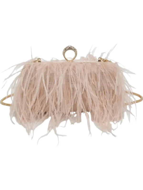 Lightweight leather crossbody bags for summer ease -Women's Harlowe Feather Evening Bag In Pink