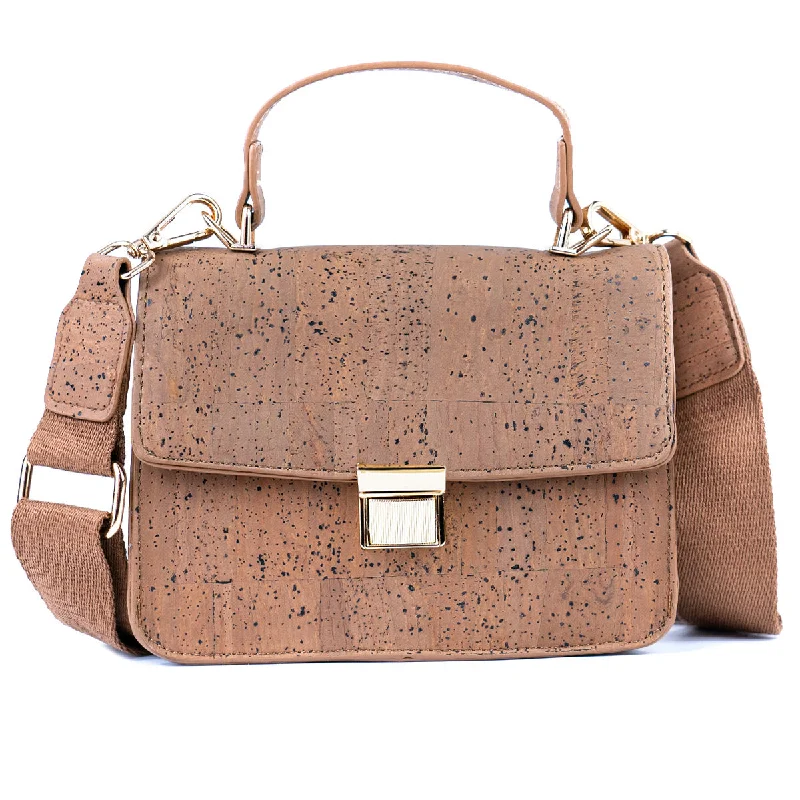 Adjustable strap crossbody bags for custom comfort -Chic Natural Cork Crossbody Bag with Gold Clasp BAG-2322