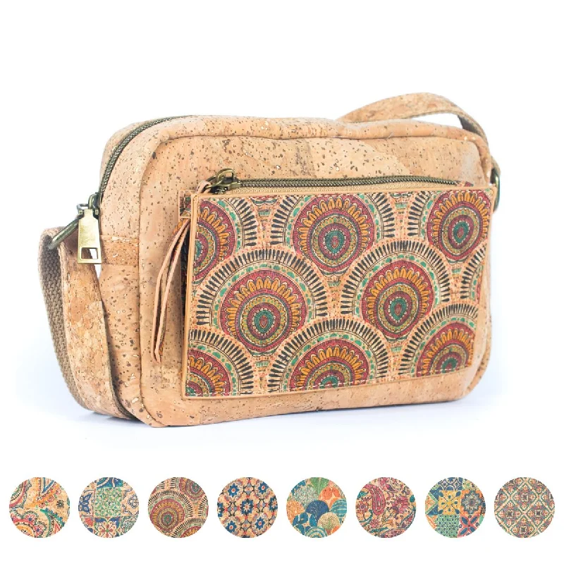 Vintage crossbody bags for retro style appeal -Natural Cork Women's Printed Crossbody Bag BAGF-071