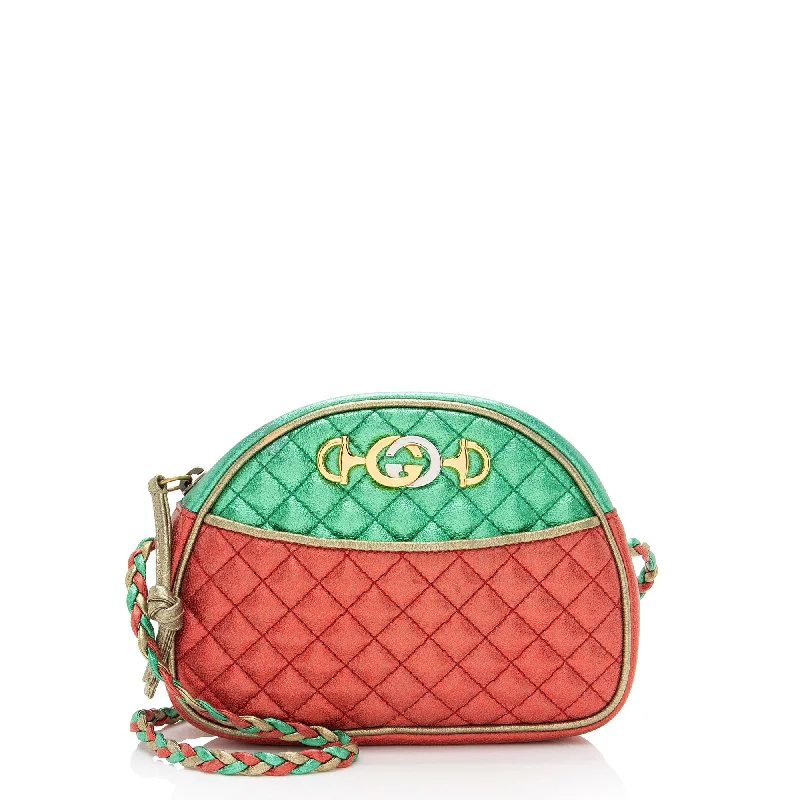 Adjustable strap crossbody bags for custom comfort -Gucci Metallic Leather Trapuntata Mini Bag