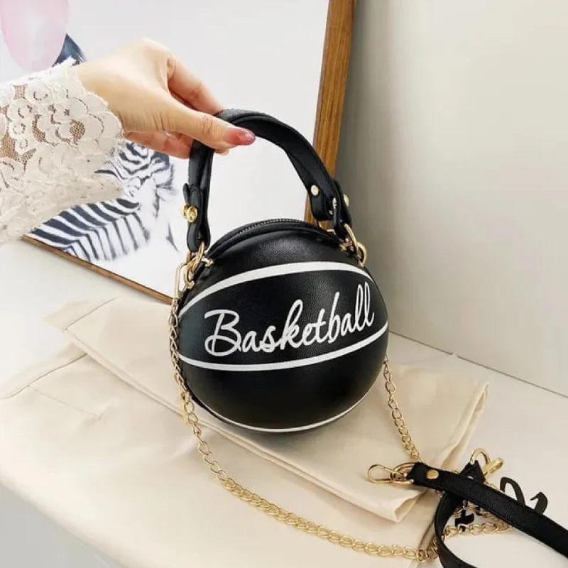 Chic satchel bags for women with vintage detailing for a retro-inspired look -Black Basketball Sling Bag