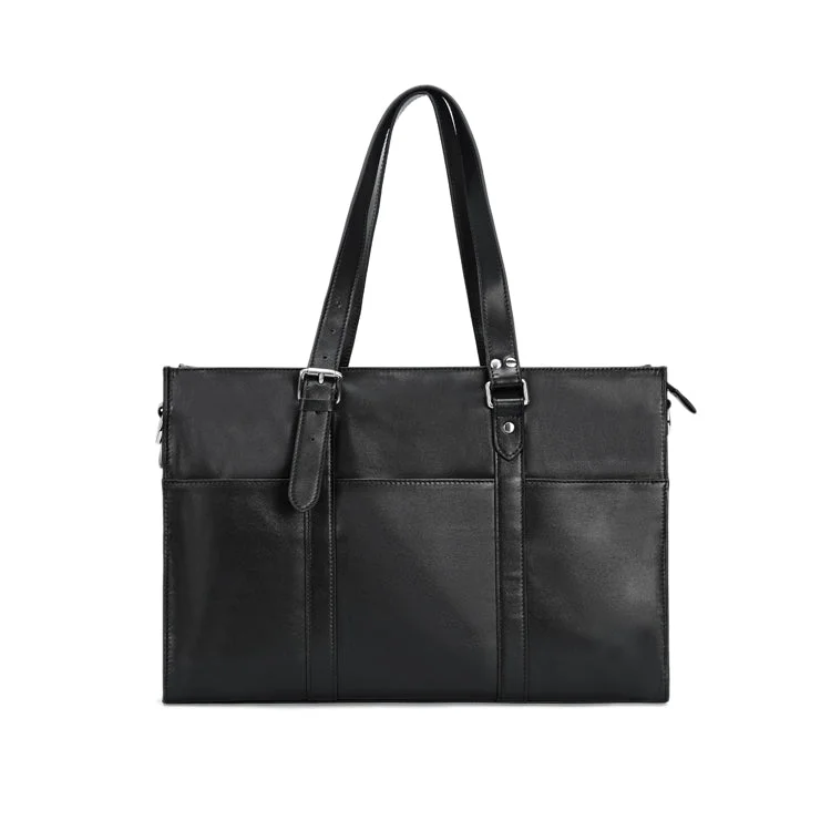 Fashionable satchels for men with stylish buckles and sleek finishes -Top-Grain Black Napa Leather Tote