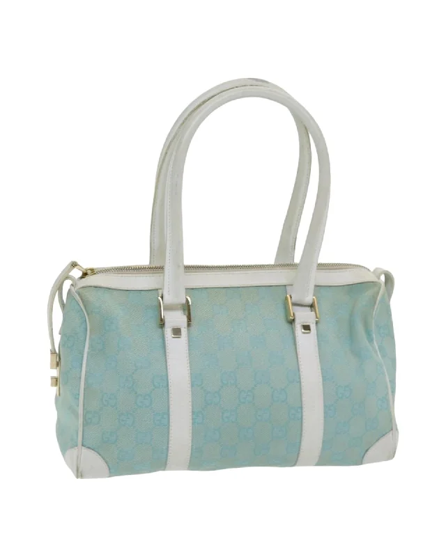 GG Canvas Hand Bag with Gold Accents