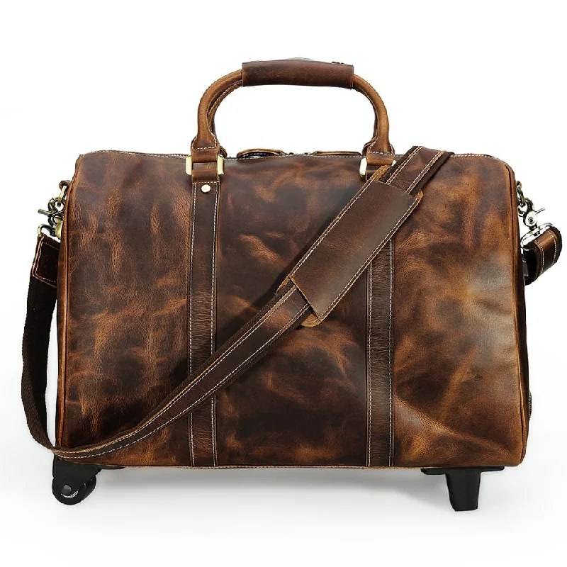 High-end satchels for women with detachable straps for a customizable look -Top-Grain Leather Luggage Duffel Bag