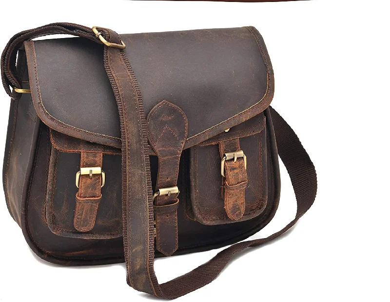 Trendy satchels with leather straps and canvas bodies for a laid-back style -14 Inch Leather Purse Women Crossbody Shoulder Bag