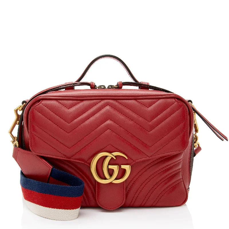 Trendy mini crossbody bags for petite carry -Gucci Matelasse Leather GG Marmont Zip Around Top Handle