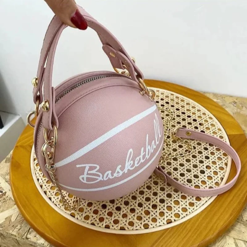 Personalized leather satchels for women with custom engravings for a unique touch -Pink Basketball Sling Bag