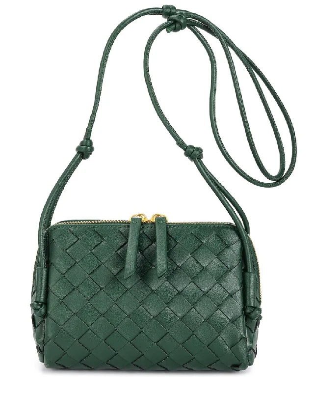 Affordable crossbody bags with fun pattern designs -Tiffany & Fred Paris Hand-Woven Leather Crossbody