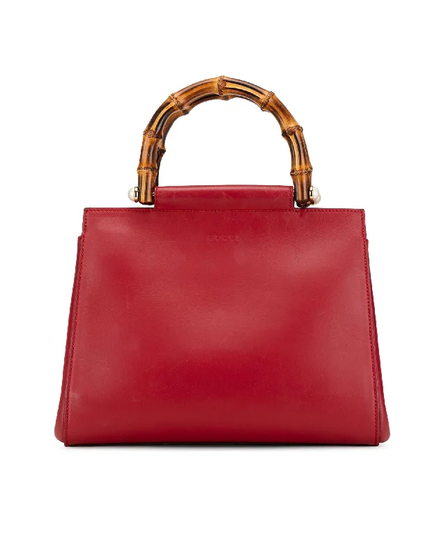 Designer satchels for women with soft leather and chic finishes for luxury -Small Leather Bamboo Handle Satchel