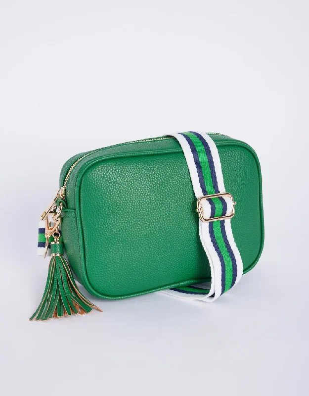 Zoe Crossbody Bag - Green/Navy White Stripe