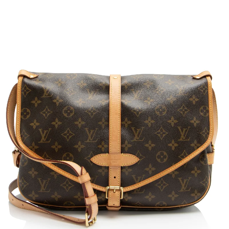 Chic satchels for women with metallic finishes for an eye-catching look -Louis Vuitton Monogram Canvas Saumur GM Messenger