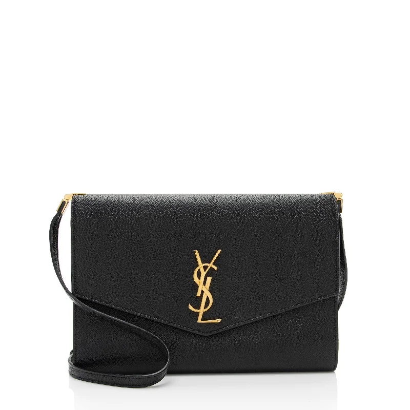 Compact crossbody bags for minimalist carry needs -Saint Laurent Grain de Poudre Monogram Uptown Mini Crossbody